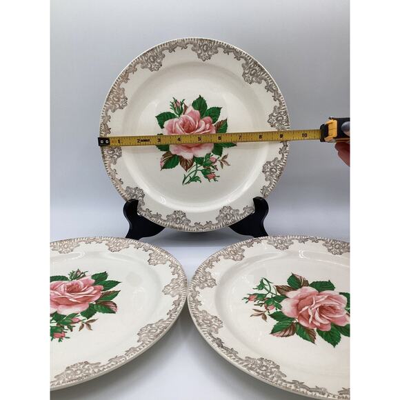 1950’s Vintage Paden City Pottery Warranted 22K Gold Dinner Plates 9.5” Set Of 3 - Picture 4 of 7